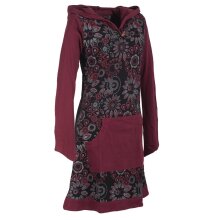 Vishes Kapuzenkleid aus Baumwolle mit Kangurutasche und Blumen schwarz 34-36