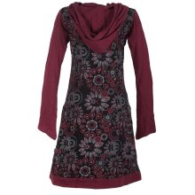 Vishes Kapuzenkleid aus Baumwolle mit Kangurutasche und Blumen schwarz 42