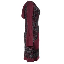 Vishes Kapuzenkleid aus Baumwolle mit Kangurutasche und Blumen schwarz 44