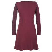 Vishes Asymmetrisches Damen Lagenlook Kleid Baumwolle mit Spitze bedruckt dunkelrot 50-52