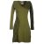 Vishes Asymmetrisches Damen Lagenlook Kleid Baumwolle mit Spitze bedruckt olive 36-38
