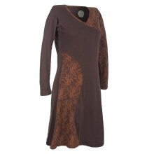 Vishes Asymmetrisches Damen Lagenlook Kleid Baumwolle mit Spitze bedruckt braun 44
