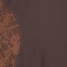 Vishes Asymmetrisches Damen Lagenlook Kleid Baumwolle mit Spitze bedruckt braun 48