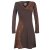 Vishes Asymmetrisches Damen Lagenlook Kleid Baumwolle mit Spitze bedruckt braun 48