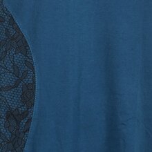 Vishes Asymmetrisches Damen Lagenlook Kleid Baumwolle mit Spitze bedruckt türkis 34-36