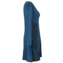 Vishes Asymmetrisches Damen Lagenlook Kleid Baumwolle mit Spitze bedruckt türkis 34-36