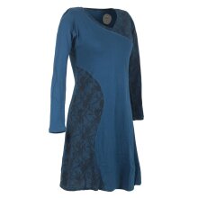 Vishes Asymmetrisches Damen Lagenlook Kleid Baumwolle mit Spitze bedruckt türkis 34-36