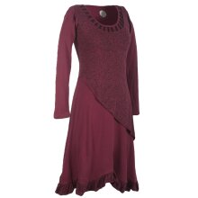 Vishes Langes Asymmetrisches Damen Lagenkleid aus Baumwolle dunkelrot 42