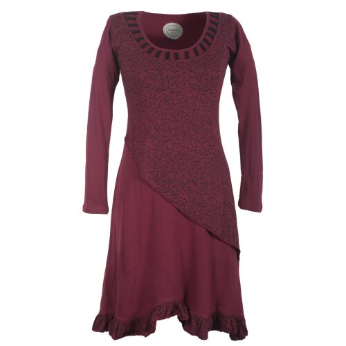 Vishes Langes Asymmetrisches Damen Lagenkleid aus Baumwolle dunkelrot 48