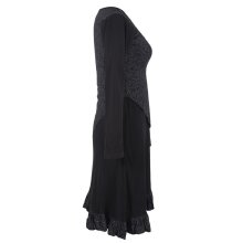 Vishes Langes Asymmetrisches Damen Lagenkleid aus Baumwolle schwarz 42