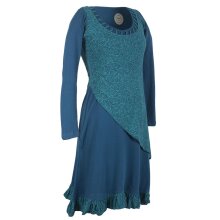 Vishes Langes Asymmetrisches Damen Lagenkleid aus Baumwolle türkis 46