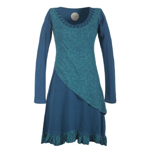Vishes Langes Asymmetrisches Damen Lagenkleid aus Baumwolle türkis 48