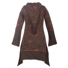 Vishes Damen Elfenmantel aus Baumwolle mit Blumendruck und Zipfelkapuze braun 42