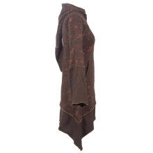 Vishes Damen Elfenmantel aus Baumwolle mit Blumendruck und Zipfelkapuze braun 42