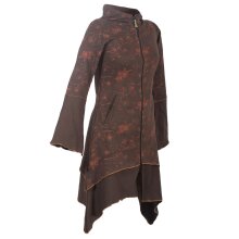 Vishes Damen Elfenmantel aus Baumwolle mit Blumendruck und Zipfelkapuze braun 42