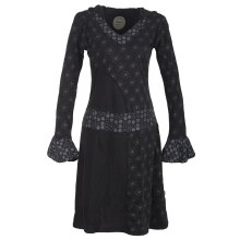 Vishes Bedrucktes Kapuzenkleid aus Baumwolle schwarz 46-48
