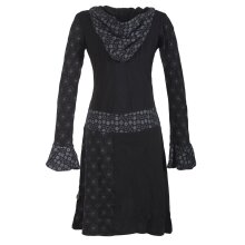 Vishes Bedrucktes Kapuzenkleid aus Baumwolle schwarz 46-48