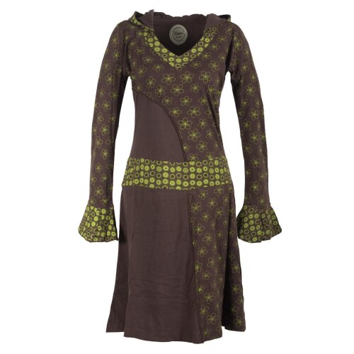 Vishes Bedrucktes Kapuzenkleid aus Baumwolle braun 48