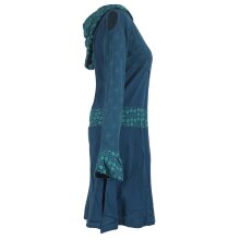 Vishes Bedrucktes Kapuzenkleid aus Baumwolle türkis 44