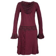 Vishes Bedrucktes Kapuzenkleid aus Baumwolle dunkelrot 38-40