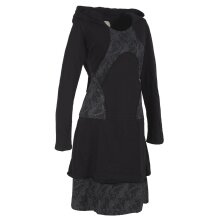 Vishes Langarm Lagenlookkleid aus Baumwolle mit Zipfelkapuze schwarz 36