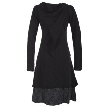 Vishes Langarm Lagenlookkleid aus Baumwolle mit Zipfelkapuze schwarz 44-46