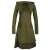 Vishes Langarm Lagenlookkleid aus Baumwolle mit Zipfelkapuze olive 40