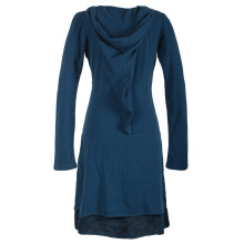 Vishes Langarm Lagenlookkleid aus Baumwolle mit Zipfelkapuze türkis 44-46