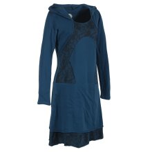 Vishes Langarm Lagenlookkleid aus Baumwolle mit Zipfelkapuze türkis 44-46