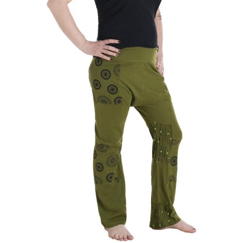 Vishes Haremshose Jersey Baumwolle olive 40