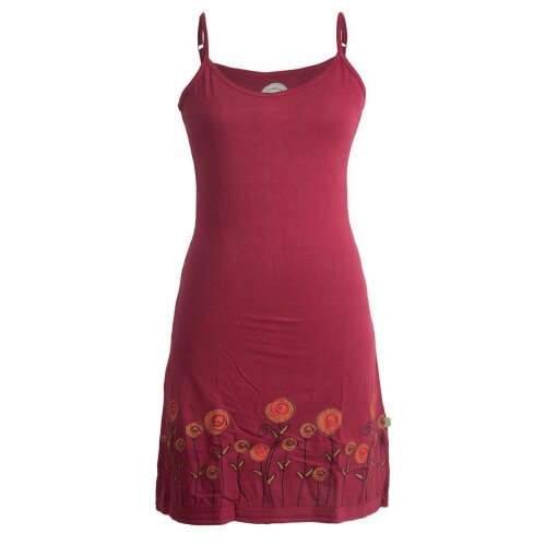 Vishes Besticktes Rosen Baumwoll-Kleid mit verstellbaren Trägern dunkelrot 38