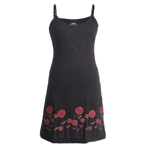 Vishes Besticktes Rosen Baumwoll-Kleid mit verstellbaren Trägern schwarz 40