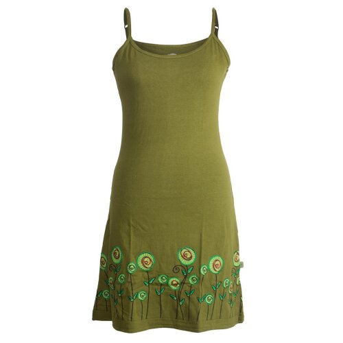 Vishes Besticktes Rosen Baumwoll-Kleid mit verstellbaren Trägern olive 36