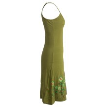 Vishes Besticktes Rosen Baumwoll-Kleid mit verstellbaren Trägern olive 42