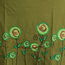 Vishes Besticktes Rosen Baumwoll-Kleid mit verstellbaren Trägern olive 46