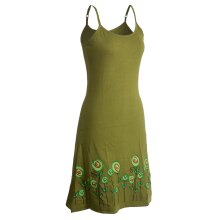 Vishes Besticktes Rosen Baumwoll-Kleid mit verstellbaren Trägern olive 50