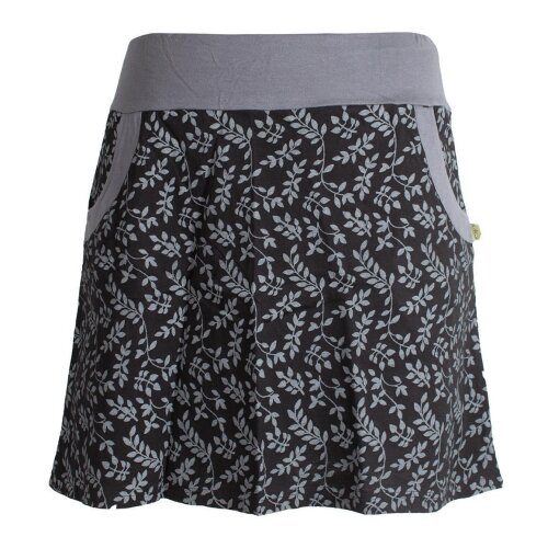 Vishes kurzer Damen Baumwoll-Rock - mit Blättern in Floralem Muster bedruckt schwarz 38