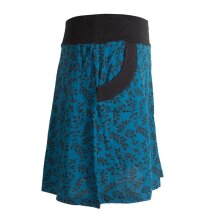 Vishes kurzer Damen Baumwoll-Rock - mit Blättern in Floralem Muster bedruckt türkis 38