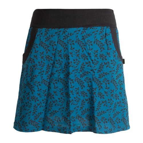 Vishes kurzer Damen Baumwoll-Rock - mit Blättern in Floralem Muster bedruckt türkis 42