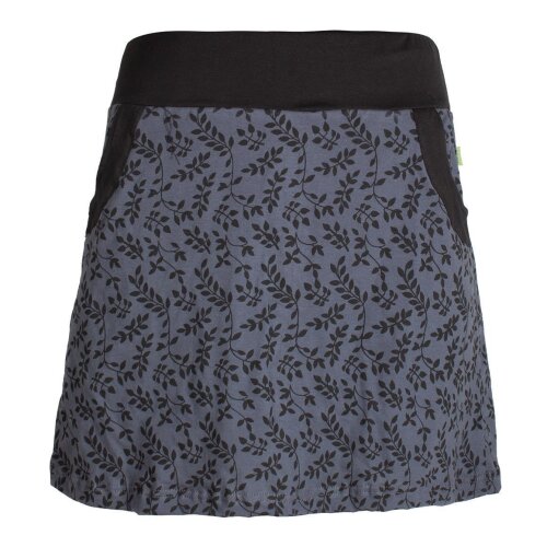 Vishes kurzer Damen Baumwoll-Rock - mit Blättern in Floralem Muster bedruckt grau 40