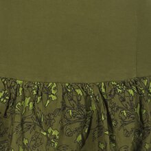 Vishes Langarm Hoodie Kapuzenkleid aus Baumwolle mit Rüschen olive 44-46