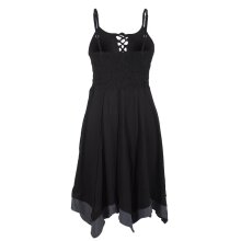 Vishes Zweifarbiges Patchwork Trägerkleid aus Bio-Baumwolle mit Zipfeln schwarz 38