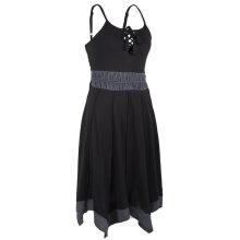 Vishes Zweifarbiges Patchwork Trägerkleid aus Bio-Baumwolle mit Zipfeln schwarz 48