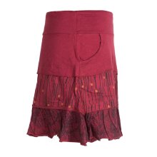 Vishes Asymmetrischer Blümchenrock Bedruckt aus Baumwolle mit Taschen dunkelrot 46-48