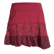 Vishes Asymmetrischer Blümchenrock Bedruckt aus Baumwolle mit Taschen dunkelrot 46-48