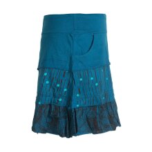 Vishes Asymmetrischer Blümchenrock Bedruckt aus Baumwolle mit Taschen türkis 48