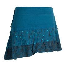 Vishes Asymmetrischer Blümchenrock Bedruckt aus Baumwolle mit Taschen türkis 50