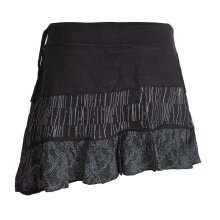 Vishes Asymmetrischer Blümchenrock Bedruckt aus Baumwolle mit Taschen schwarz 42-44