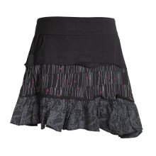 Vishes Asymmetrischer Blümchenrock Bedruckt aus Baumwolle mit Taschen schwarz 46-48