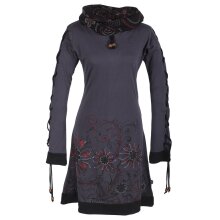 Vishes Bedrucktes Damen Blumen Kleid mit Schalkragen und...